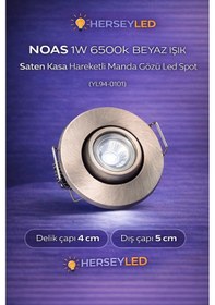 Resim Yl94-0101 Noas 1w 6500k Beyaz Işık Altı Saten Kasa Hareketli Manda Gözü Led Spot Beyaz 