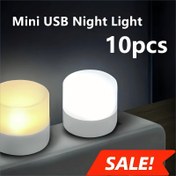 Resim 10 adet Ultra Parlak Mini USB LED Gece Lambası, Kullanımı Kolay | Ayarlanabilir Sıcak Beyaz Taşınabilir Yatak Lambası | Şık ve Kompakt USB Güçlü Tasarım | Yatak Odası, Koridor, Banyo, Dolap, Merdiven ve Kreş için Mükemmel 