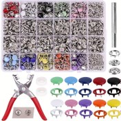 Resim 800 Parça Çıtçıt Aracı Seti, Hohl ve Katı Metal Çıtçıtlar ile Ayar Aracı, Dikiş Kot, Giysi, Çanta, Deri El Sanatları için Manuel Bakır Delme Seti, 10 Renkte 200 Set, 9.5mm 
