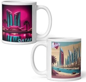 Resim Katar Kupa Bardak 2 Adet Seyahat Hatıra Qatar Mug 