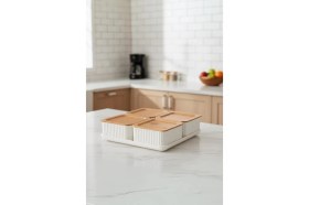 Resim Atbyhome Valverdi - 4'lü 9 Parça Plastik Kahvaltılık Kahvaltı Seti Sunum Seti 