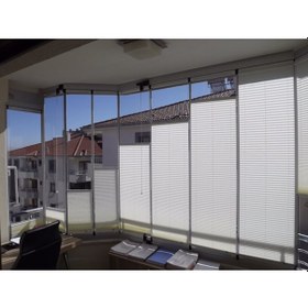 Resim Cam Balkon Perdesi. Plise Perde Altın 