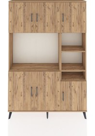Resim Arges Dolap 10 Raflı 6 Kapaklı 132x30x195 Çam-çam/çam Çam 