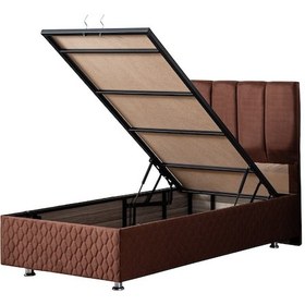 Resim Setaymobilya Baza, Tetra Koyu Kahve Tek Kişilik Baza + Başlık, Mdf, Setay 