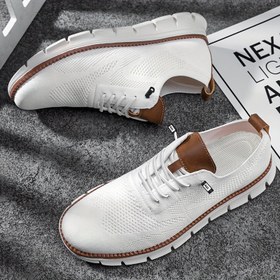 Resim Ev Rahatlatma| Erkek Moda Sneaker'ları - Nefes Alabilen Kumaş Üst, PVC Taban, Yuvarlak Burun Bağcıklı Günlük Spor Ayakkabılar Her Mevsim İçin 
