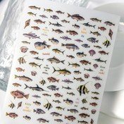 Resim 1 adet Yaz Okyanusu Balık Tırnak Sanatı Sticker'ları - Canlı, Renkli Kendinden Yapışkan Tırnak Dekorları, Yaratıcı Tasarımlar İçin, Yarı Mat Bitirme, Tek Kullanımlık, Plastik Malzeme, Yaz Temalı Tırnak Stili İçin Mükemmel, Tırnak Sanatı Aksesuarı 