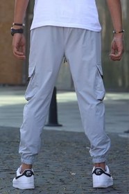 Resim Madmext Boyalı Gri Kargo Cep Erkek Jogger Pantolon 5461 