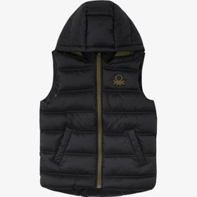Resim Benetton Logolu Puffer Çocuk Siyah Mont 