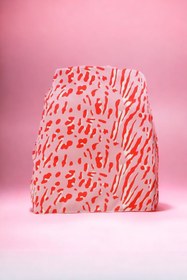 Resim pistore Pembe Kırmızı Geometrik Desenli Kısa Pareo Saten Iç Göstermez Kadın Plaj Elbisesi Yeni Sezon 