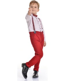 Resim Mnk Baby & Kids Renkli Pantolon Gömlekli Erkek Çocuk Takım Bordo 