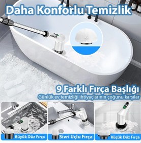 Resim Ezere Spinpro 9-in-1 Teleskopik Şarjlı Dijital Temizlik Fırçası 