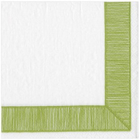 Resim Beyaz Yeşil Bordürlü Kare Peçete 