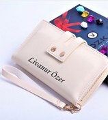 Resim Krem Çift Çıtçıtlı Model Trend Kadın Cüzdanı - Anahtarlık Hediyeli 
