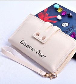 Resim Krem Çift Çıtçıtlı Model Trend Kadın Cüzdanı - Anahtarlık Hediyeli 