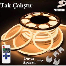 Resim Neon Esnek Şerit Led Tak Çalıştır Kumandalı-dimmer-gün Işığı 4mt 