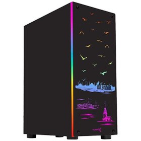 Resim Turbox İstanbul 1x Fan Siyah USB 3.0 250W 300W ATX Ön Panel RGB Led Ofis Kasası 
