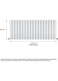 Resim 600X1435MM Amber Yatay Beyaz Alüminyum Radyatör 