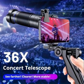 Resim 36X Telefon Telefoto Lens, Konser TikTok Balıkçılık HD Canlı Yayın Harici Kamera Lens 