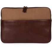 Resim RexOwl Leather Deri & Kanvas Macbook Kılıfı 16'' - Kahve / Haki 