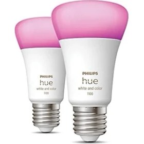 Resim TeknoKapsül Hue Beyaz ve Renkli Ambiyans, E27 Akıllı LED Ampul, 75W Eşdeğeri, 75W, 1100 Lümen, Bluetooth Uyumlu, 2'li Paket, Alexa, Asistan ve Homekit ile Çalışır, Renkli Beyaz 