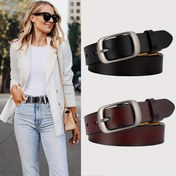 Resim Kadınlar İçin Hakiki İkinci Katmanlı Sığır Derisi Kemer - Kore Minimalist Tasarım, Alaşımlı Toka ile Kot Pantolon & Günlük Kıyafetler, Düğünler, Partiler için Çok Yönlü - Instagram'a Değer Aksesuar 