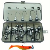 Resim Balıkçılık Aksesuarları için Dikenli Jig Kanca Seti - 25 adet / kutu Dikenli Jig Kancalar, Yumuşak Solucan Kancası, Kurşun Başlı Kancası 