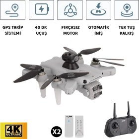 Resim 4K Full Hd 2 Bataryalı 500M Menzil Çift Kameralı Katlanabilir Kameralı Profesyonel Drone 40 Dk Uçuş 