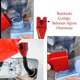 Resim Nzb Plastik Bidon Ağzı Akrobat Huni Mazot Sıvı Yağ Benzin Su Pratik Boşaltma Körüklü Oynar Uçlu 