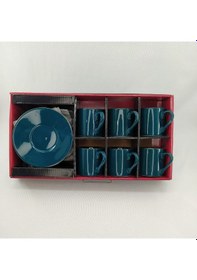 Resim Gönül Collection İçi Ve Dışı Petrol Yeşili Türk Kahvesi Fincan Takımı Petrol Yeşili 