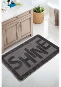 Resim Doğal Kaymaz Taban Banyo Paspas Uzun Ömürlü Yumuşak Dokulu Su Emici Yıkanabilir Shine 60x100 Antrasit 