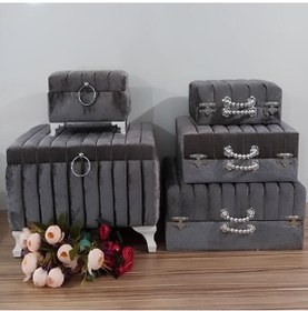 Resim Sonem Çeyiz Sandık Gelin Damat Bavul Çanta Nişan Çeyiz Sandığı 5li 0571 