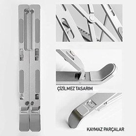 Resim OBEV Taşınabilir Laptop Stant Bilgisayar Stant Notebook Stant Tüm Laptoplarla Uyumlu Bilgisayar Standı Taşınabilir Metal Kaymaz Stant Dizüstü Bilgisayar Stantları Stantı 