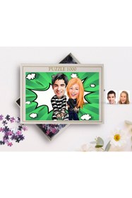 Resim Bk Gift Kişiye Özel Sevgililer Karikatürlü 1000 Parça Profesyonel Puzzle-7 