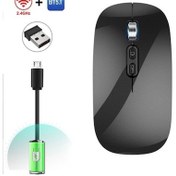 Resim Rogfer Hxsj M103 1600dpı Uv Çift Modlu 2.4ghz Bluetooth 5.1 Kablosuz Şarj Edilebilir Fare Siyah Diğer - Black Diğer 