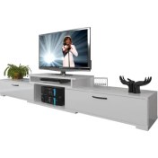 Resim Decoraktiv Flex MDF Tv Ünitesi Tv Sehpası Parlak Beyaz 