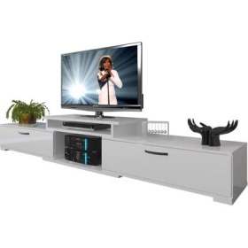 Resim Decoraktiv Flex MDF Tv Ünitesi Tv Sehpası Parlak Beyaz 