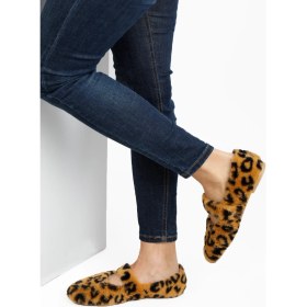 Resim Renkli Butik Leopar Ultra Yumuşak Peluş Kadın Ev Babeti Hafif Taban Panduf 
