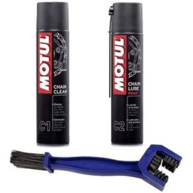 Resim Motul Kask Bakım Seti C1 Zincir Temizleme+C2 Zincir Yağlayıcı+Zincir Temizleme Fırçası 