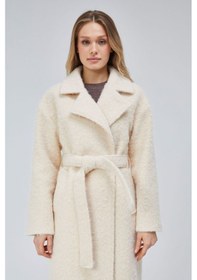 Resim Kadın Buklet Kaşe Oversize Kaban Ekru 