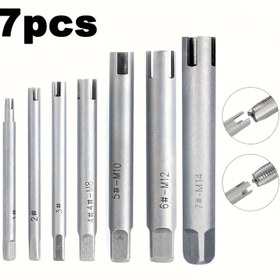 Resim 7 parça M4-M14 Yüksek Hız Çeliği Kırık Musluk Çıkarma Aleti Seti 