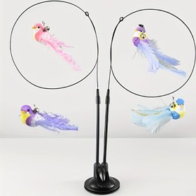 Resim 3 adet İnteraktif Kedi Oyuncak Seti, Naylon Tüyler, Çift Çubuk Güçlü Emme Kupası ve Çan - Pil Gerektirmez, Tüm Irklar İçin Dayanıklı Plastik ve Döküm Demir, İnteraktif Eğitim ve Boşluk Giderme, Kedi Oyuncak, Eğlenceli Tasarım, Sağlam Yapı 