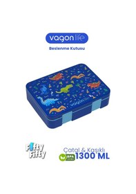 Resim Vagonlife 1300 Ml Tek Kat Sızdırmaz,karışmaz 4 Bölmeli Çocuk Beslenme Kutusu -ffb091-1300 Mavi 