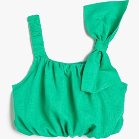 Resim Kız Bebek Askılı Crop Atlet Keten Karışımlı Fiyonk Detaylı 