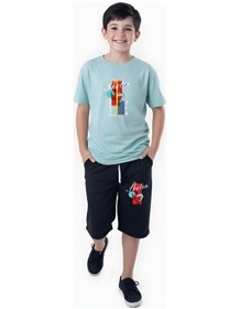 Resim 3'lü Summer-rockstar-gamer Baskılı Erkek Çocuk Kısa Kollu Çift Cepli Kapri Alt-üst Takım Çok Renkli 