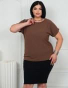 Resim Matkerimova Collection Yazlık Bluz, Büyük Bedenl 419642860 Çikolata 