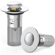 Resim Banyo Lavabo Açılır Tıkacı - Pirinç Çekirdekli Gider Süzgeci, Üniversal Lavabo Tıkacı Değiştirme 