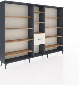 Resim Arges Dolap 11 Raflı 3 Çekmeceli 220x30x163 Antrasit-çam/aytaşı Atlas Çam/aytası - Antrasıt 