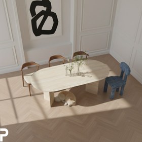 Resim Pipo Traverten Single Mermer Masa - 180x90 / Korumasız 