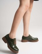 Resim ANALİN SHOES Kadın Hakiki Deri Bağcıklı Oxford Ayakkabı - Yeşil Rugan 