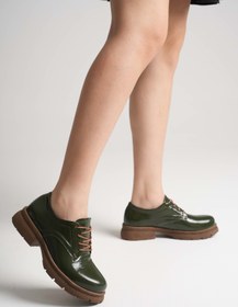 Resim ANALİN SHOES Kadın Hakiki Deri Bağcıklı Oxford Ayakkabı - Yeşil Rugan 